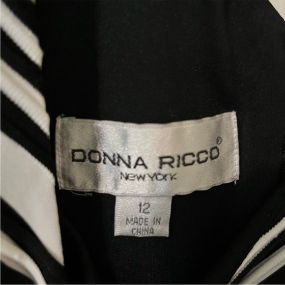 Donna Ricco Vintage 90s Black and White Stripes Sz 12 DressOrange Highlights - Picture 5 of 5